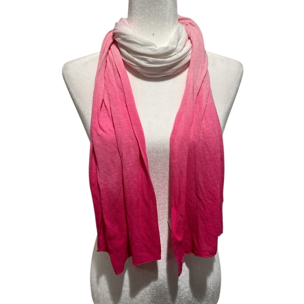 MICHAEL KORS COLLECTION PINK WHITE OMBRE VISCOSE LINEN ROSEWATER SCARF WRAP